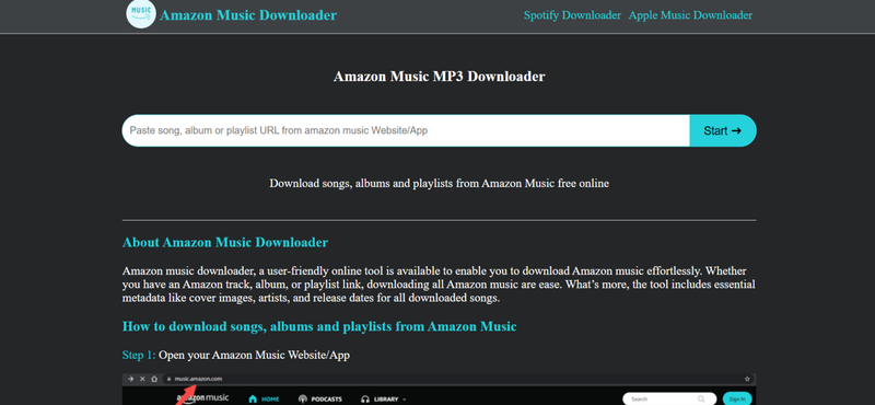 Paste Amazon Music Link into Online Downloader