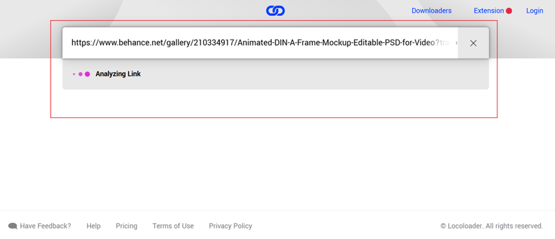 Paste Behance Project Link into Locoloader Downloader