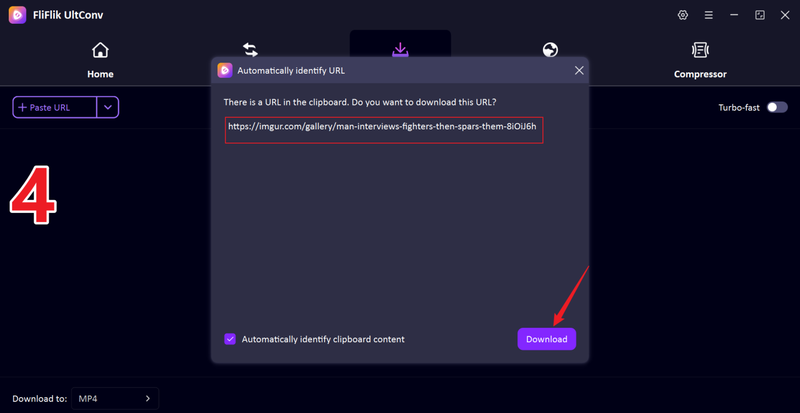 Paste Imgur Video Url into Ultconv Downloader