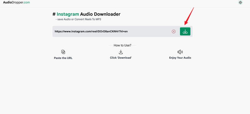 Paste Instagram Link in Audiodropper