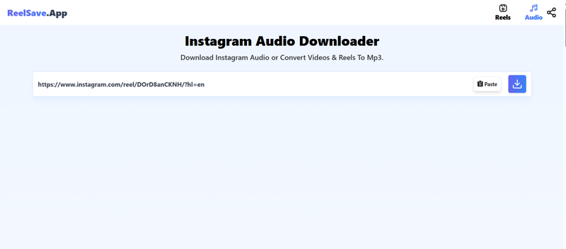 Paste Instagram Link Reelsave App