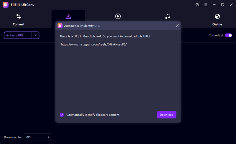 Paste Instagram Link in Ultconv