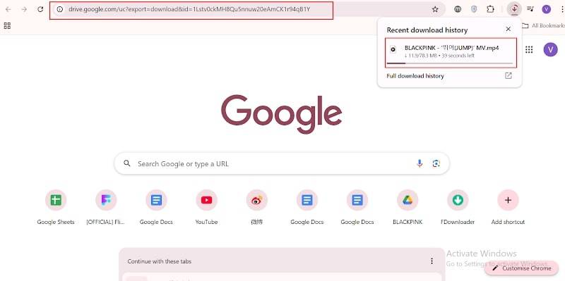 paste it in a new tab