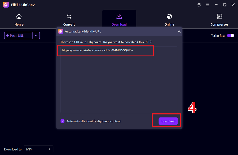 Paste Youtube Link into Ultconv Downloader