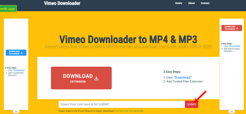 Paste Link in Vimeo Downloader
