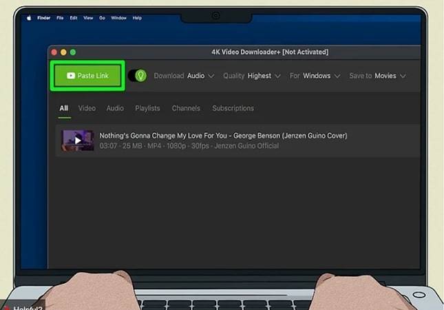 paste link into 4k video downloader