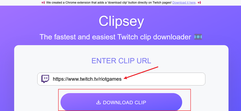Paste Link Twitch Clip Downloader