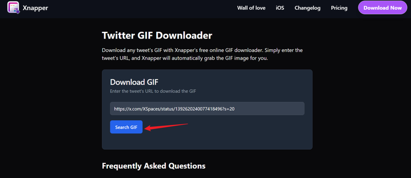 Paste Tweet Link in Xnapper Downloader