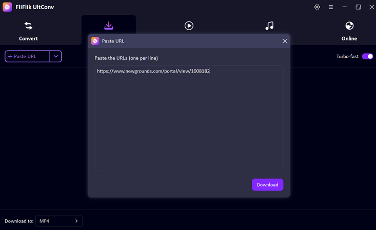 Paste Newgrounds Video Url in Ultconv
