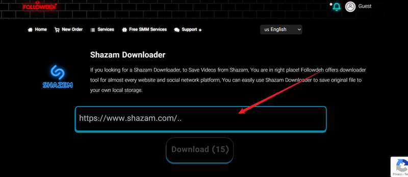 Paste Shazam Link Followdeh