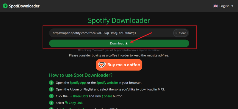 Paste Spotify Link in Spotify Downloader