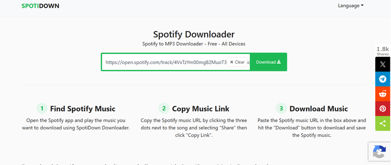 Paste Spotify Link into Spotidown Download