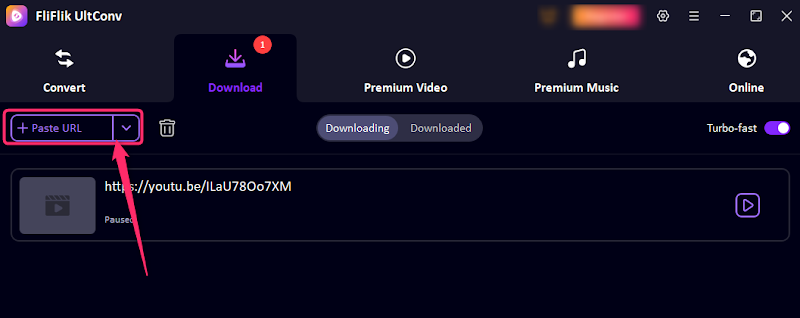 paste youtube shorts url in ultconv
