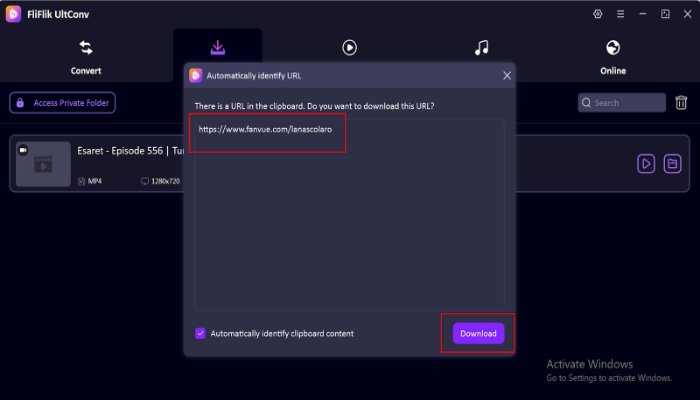 paste url start download