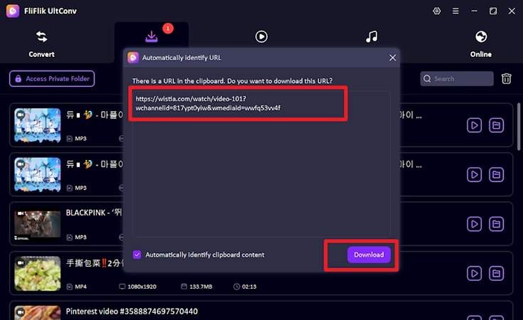 paste wistia link download video