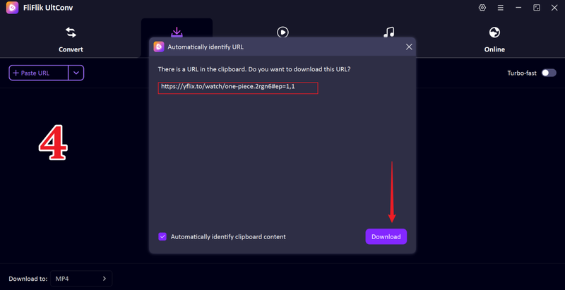 Paste Yflix Movie Link into Ultconv Downloader