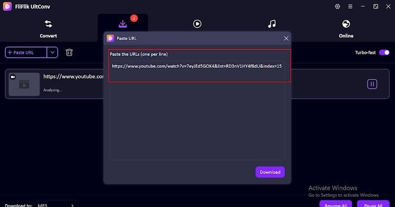 Paste YouTube Link Start Download