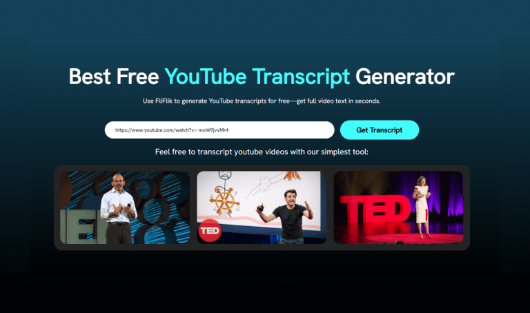 Paste YouTube Video URL in Fliflik YouTube Transcript Generator