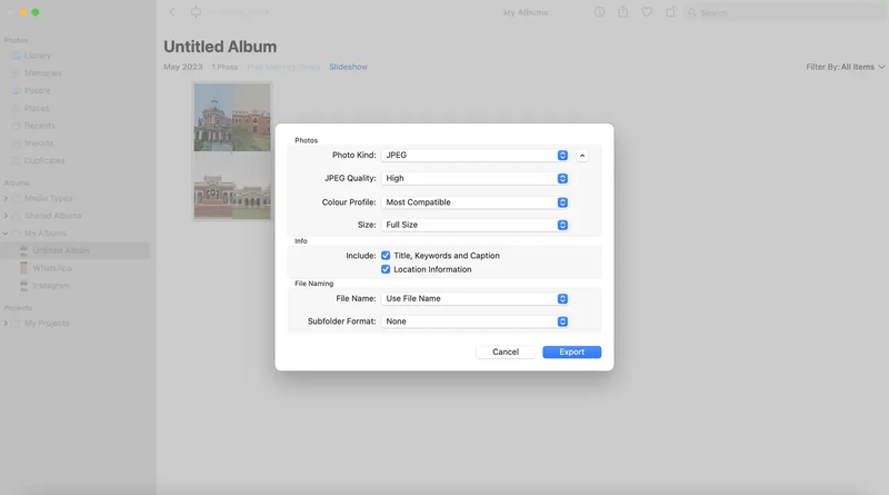 Adjust Export Size and Quality in Photos App on Mac
