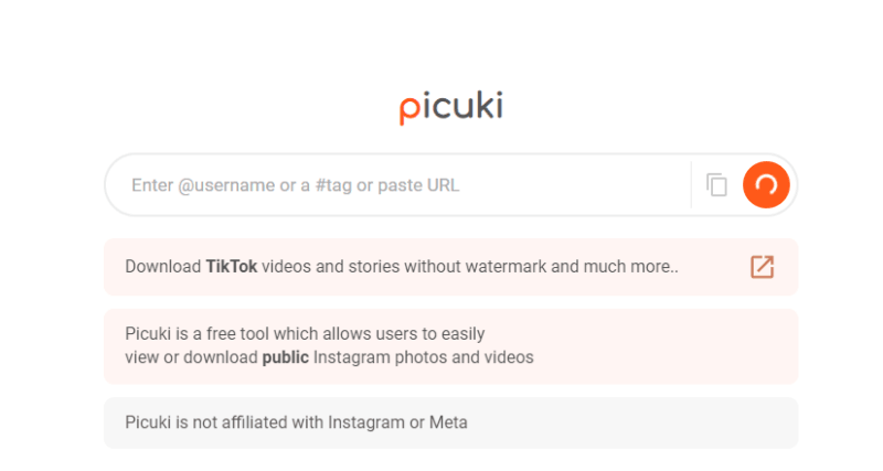 Picuki Homepage