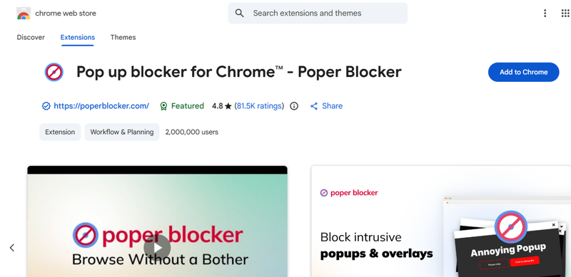 Poper Blocker Extension
