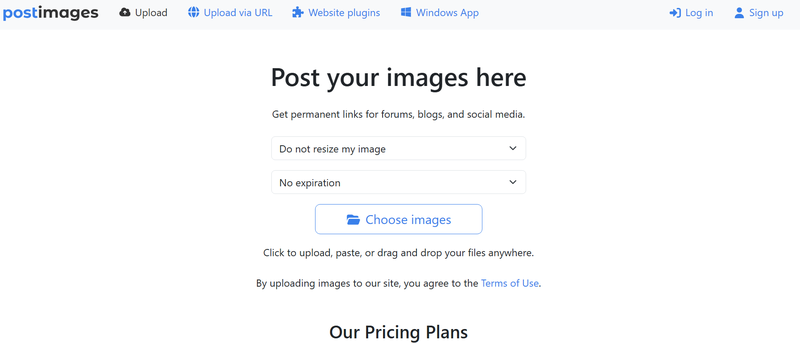 Postimages Free Image Hosting Upload Interface