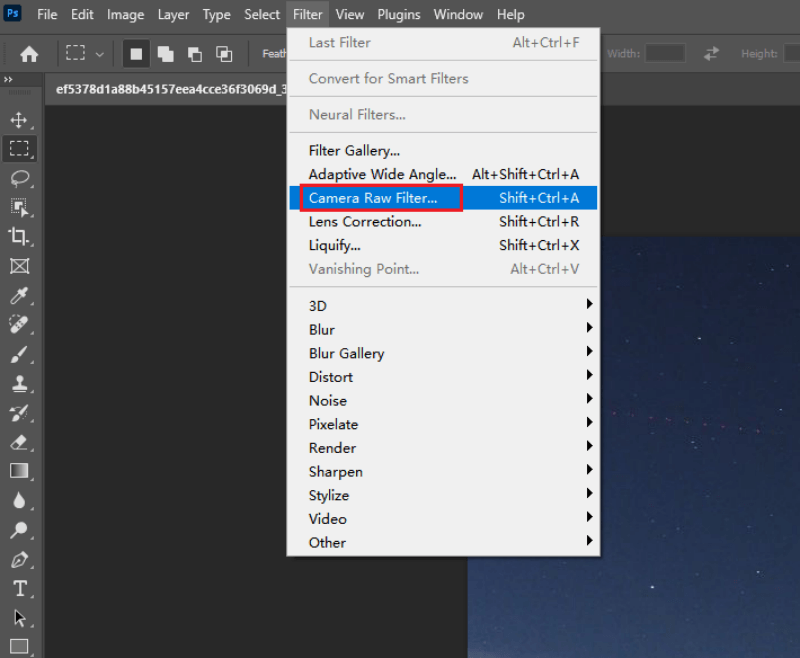 Open Camera Raw Filter