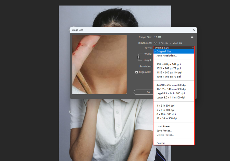 Make the image bigger in Photoshop