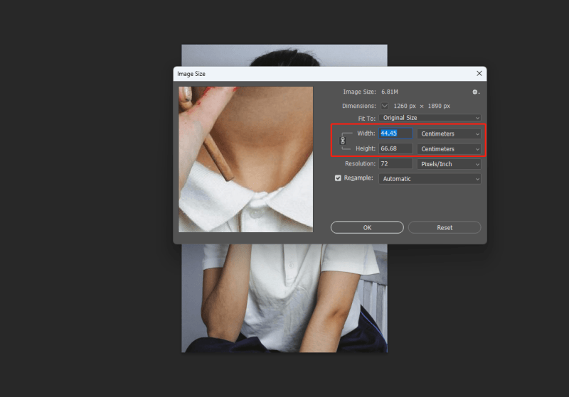 change image size on photoshop