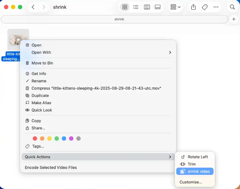 Choose Convert Image from Quick Actions on Mac