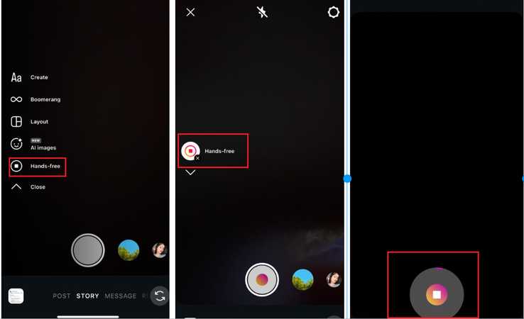 Record Hands Free on Instagram with Hands Free Mode