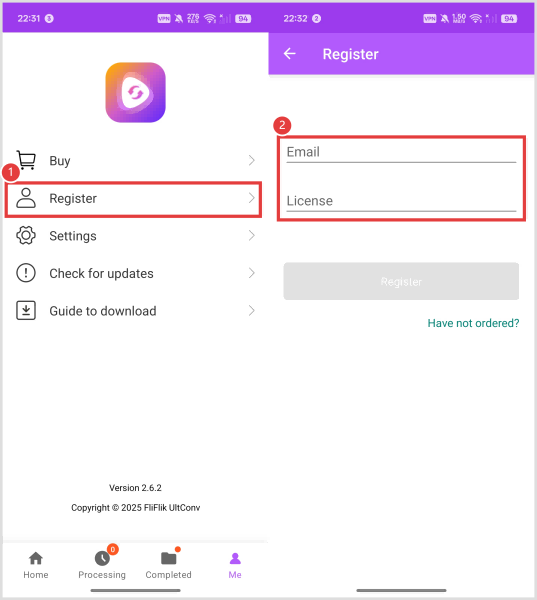 register ultconv for android