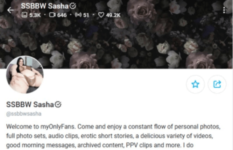 bbw creator profile sasha ssbbw