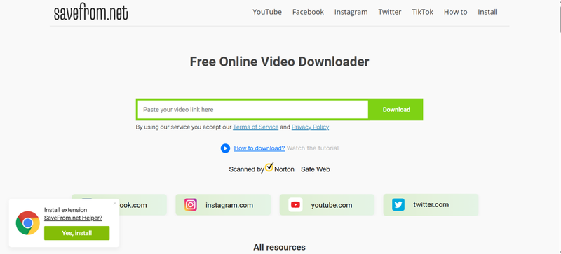 Savefrom Helper Interface