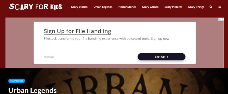 scary for kids horror stories website homepage