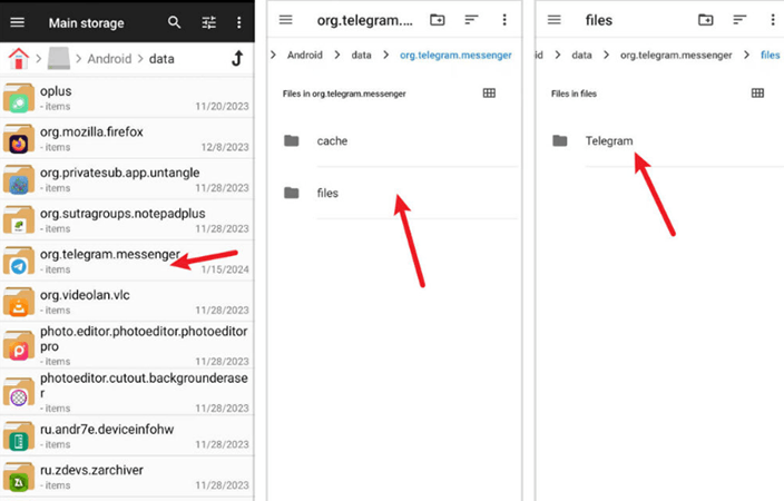 Search telegram video with file manager
