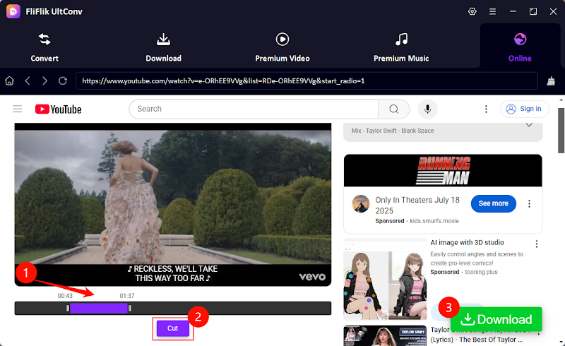 Search and Trim the Video