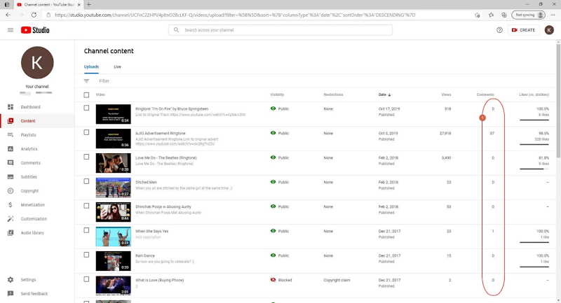 See YouTube comments in your channel on Desktop