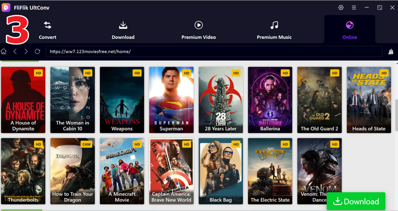 select a 123movies video and click download in ultconv
