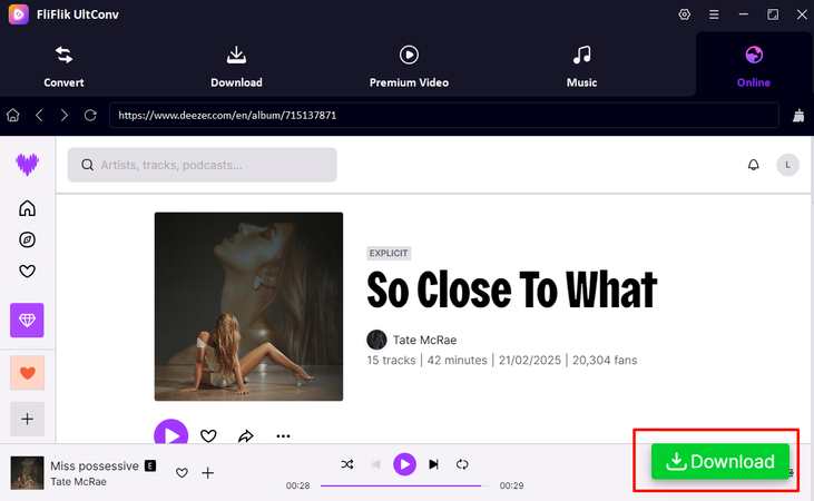 Select Deezer Album in Ultconv
