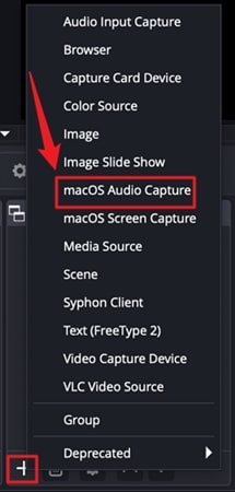 select macos on obs
