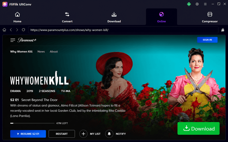 select a paramount plus video to download in ultconv