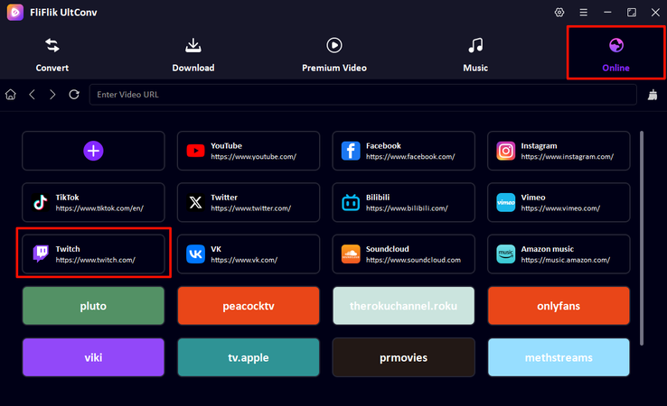 Select Twitch Converter in Ultconv