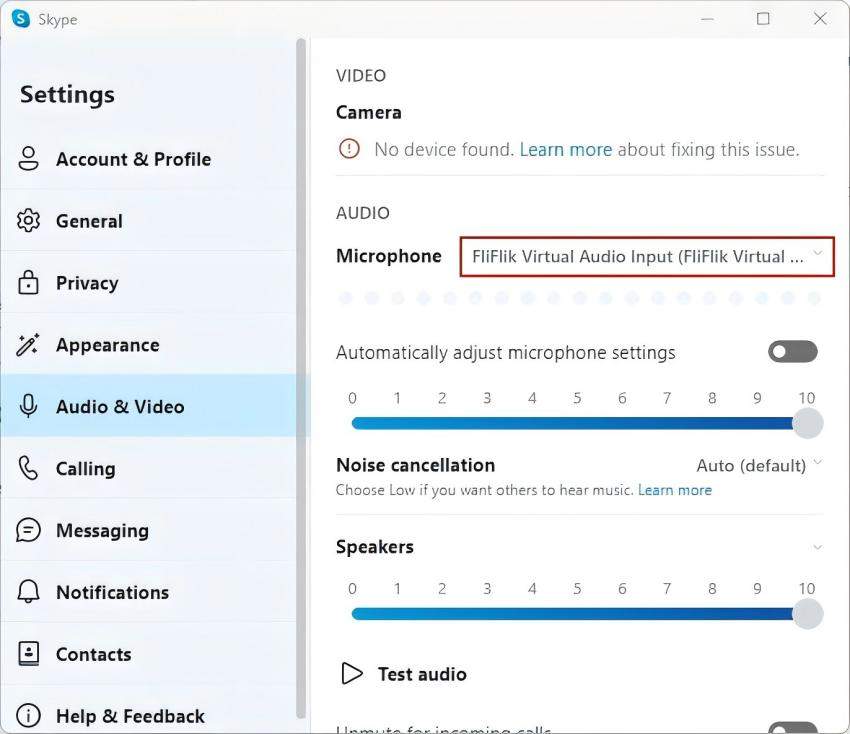 select virtual cable skype