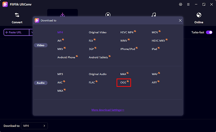 Set Output Format to OGG UltConv