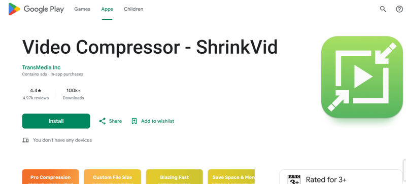 Shrinkvid Android Video Compressor App