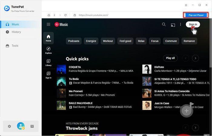 sign in youtube music account