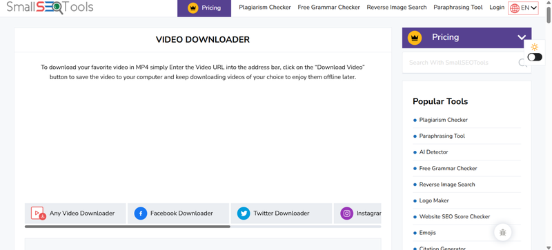 Smallseotools Online Video Downloader