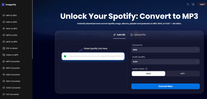 Snappxify Spotify Music Converter Interface