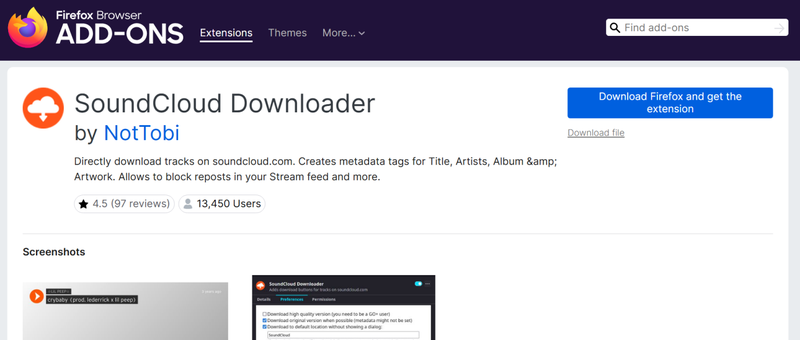Soundcloud Downloader Firefox Extension